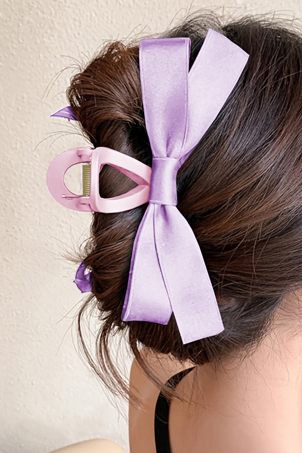 Fiery Red Solid Color Ribbon Bow Decor Hair Clip