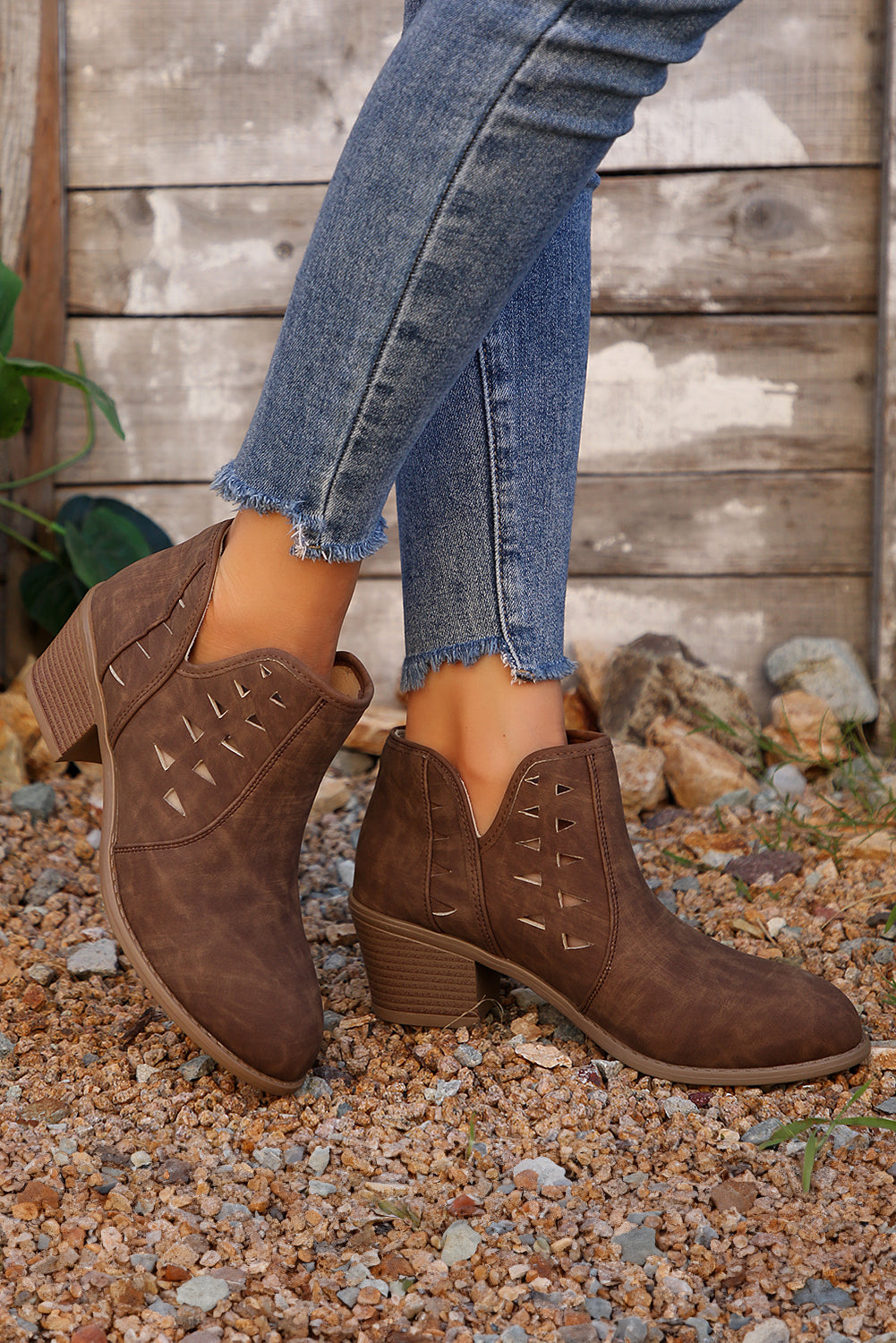 Parchment Cut Out Suede Pointed Toe Heeled Ankle Boots