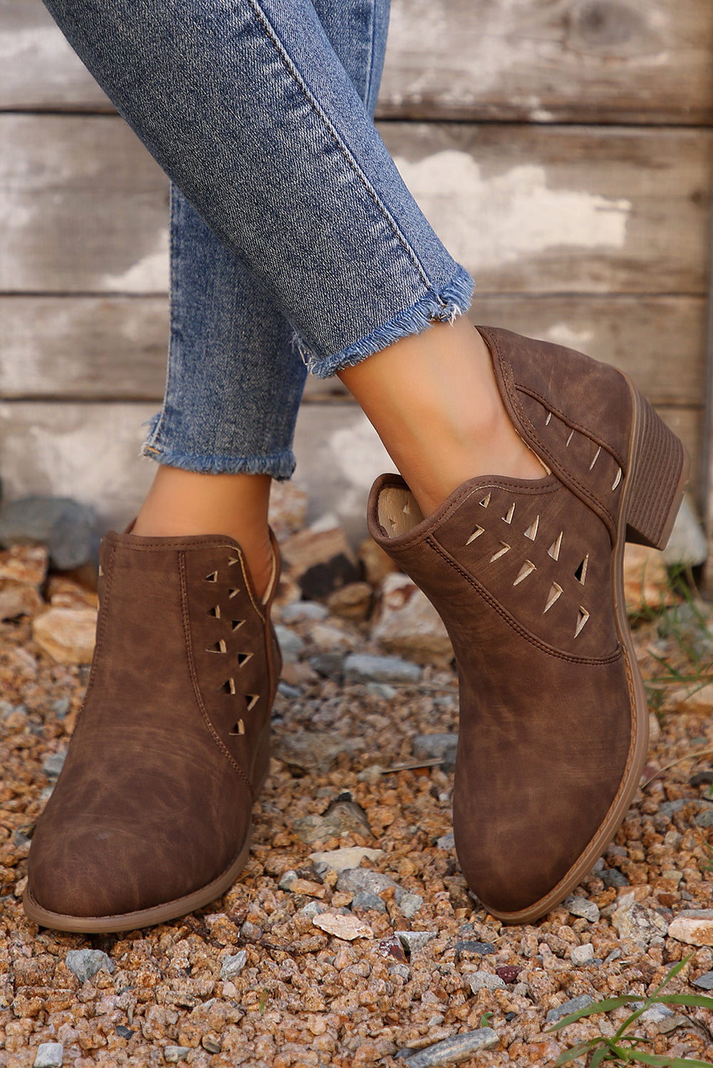 Parchment Cut Out Suede Pointed Toe Heeled Ankle Boots